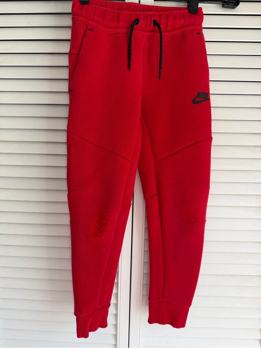 XS❤️ NIKE Youth Boys Sportswear Tech Fleece Red Black Pants Premium Joggers
